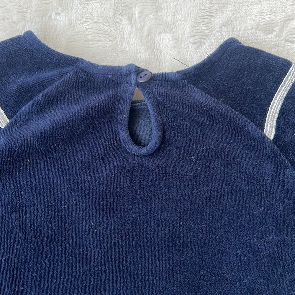 Polarn O. Pyret navy terry top w silver detail - Picture 6 of 7